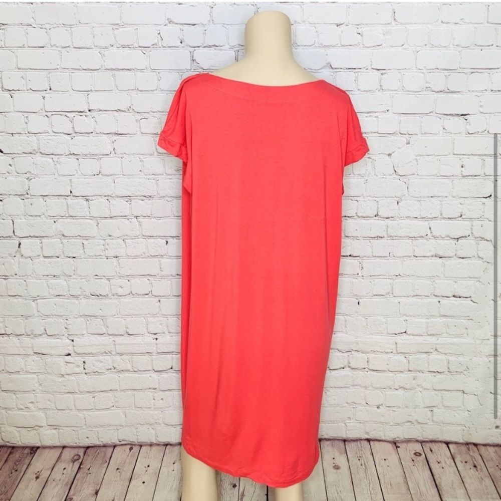 Eileen Fisher Pink Coral Cowl Neck Cap Sleeve Dress XS - Picture 6 of 6